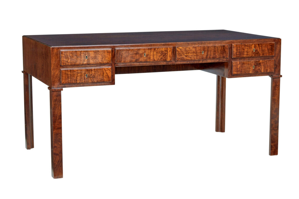 Danish Mid 20th Century Burr Walnut Desk