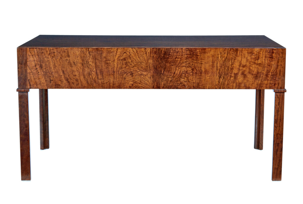 Danish Mid 20th Century Burr Walnut Desk — image 8
