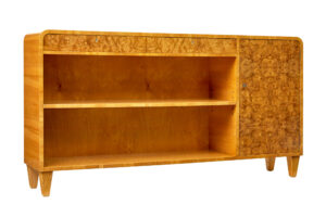 Mid Century Swedish Elm and Burr Sideboard Bookcase — thumbnail 1