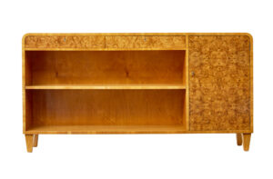Mid Century Swedish Elm and Burr Sideboard Bookcase — thumbnail 9