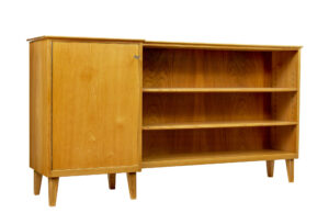 MID CENTURY ELM LOW OPEN BOOKCASE BY FERDINAND LUNDQUIST