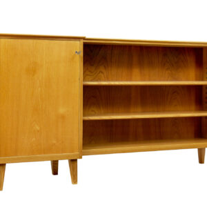 MID CENTURY ELM LOW OPEN BOOKCASE BY FERDINAND LUNDQUIST