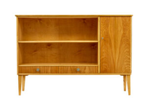 Mid Century Scandinavian Elm Low Open Bookcase Cabinet — thumbnail 2