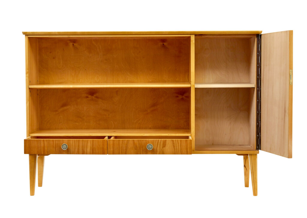 Mid Century Scandinavian Elm Low Open Bookcase Cabinet — image 9