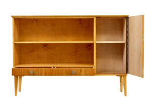 Mid Century Scandinavian Elm Low Open Bookcase Cabinet — thumbnail 9