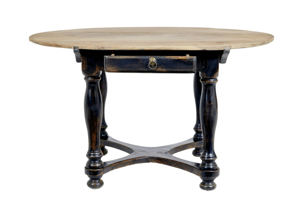 Rustic Mid 19th Century Painted Oak Occasional Table — image 8