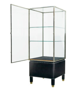 Freestanding Art Deco Steel and Leather Glazed Display Cabinet — thumbnail 9