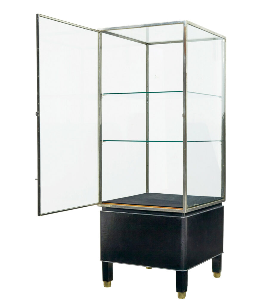Freestanding Art Deco Steel and Leather Glazed Display Cabinet — image 9