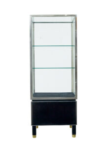 Freestanding Art Deco Steel and Leather Glazed Display Cabinet — thumbnail 8