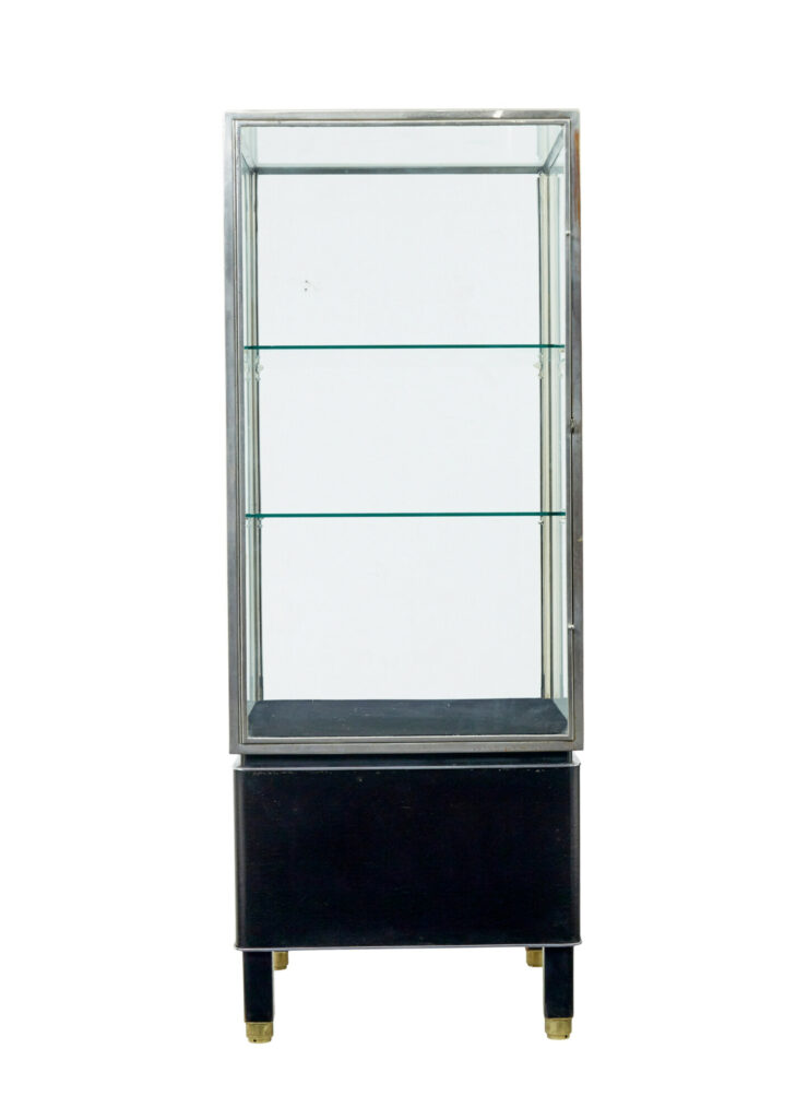 Freestanding Art Deco Steel and Leather Glazed Display Cabinet — image 8