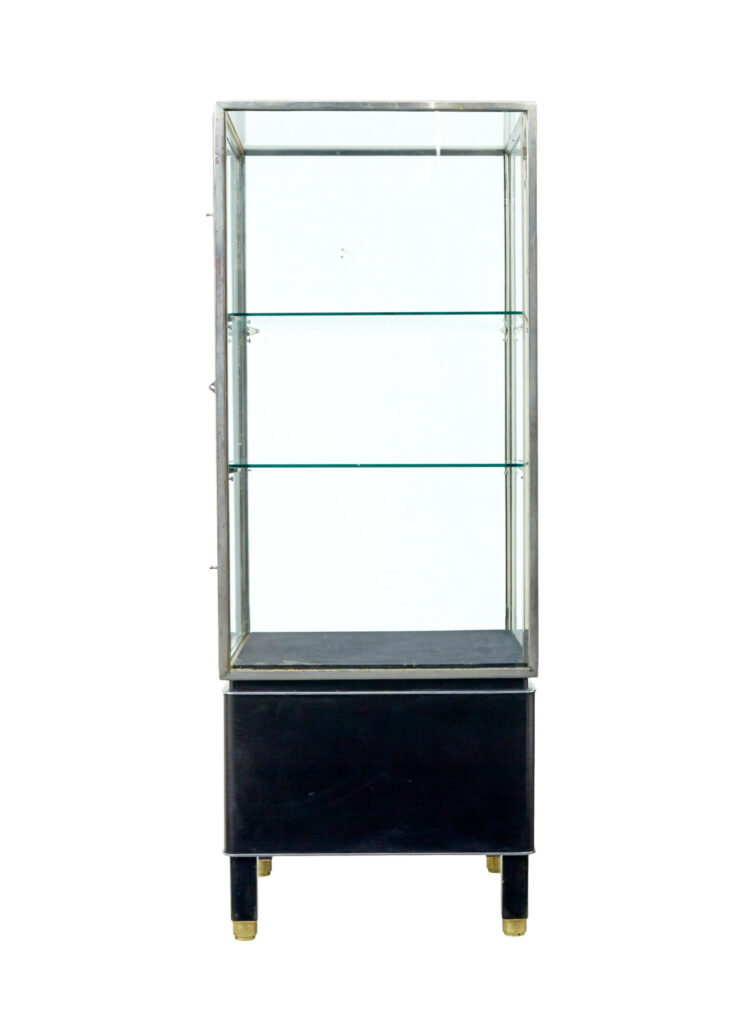 Freestanding Art Deco Steel and Leather Glazed Display Cabinet — image 7