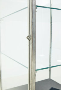 Freestanding Art Deco Steel and Leather Glazed Display Cabinet — thumbnail 6