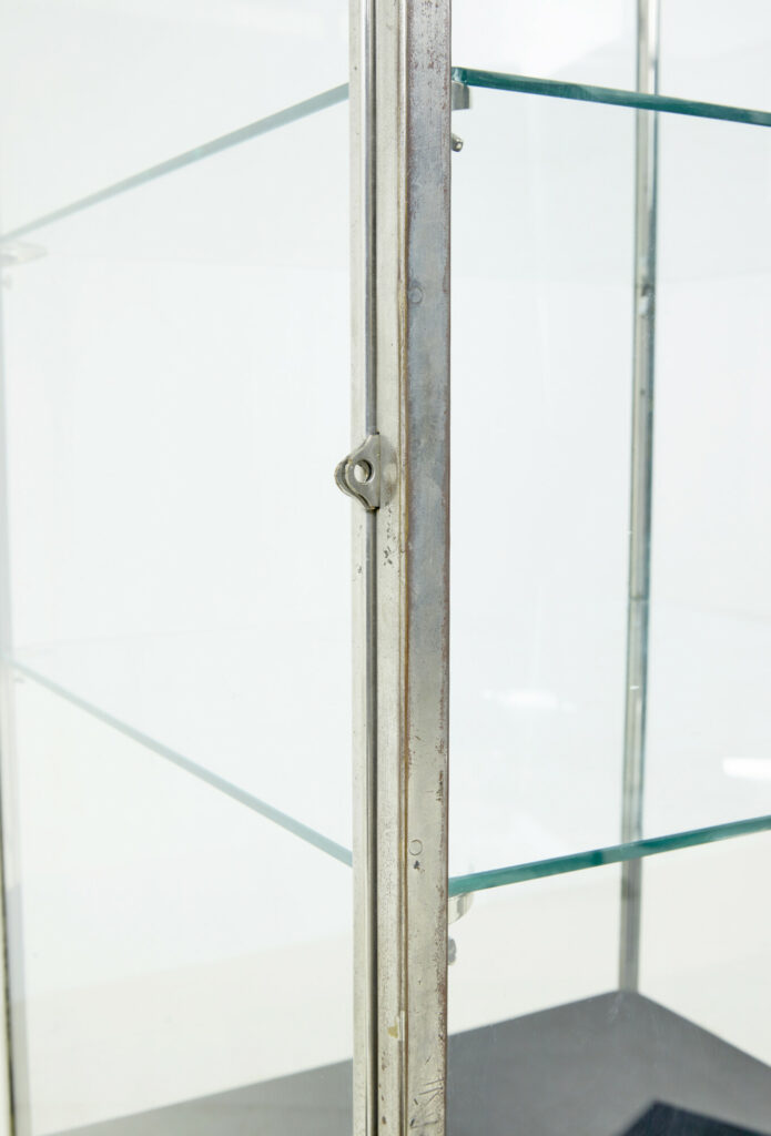 Freestanding Art Deco Steel and Leather Glazed Display Cabinet — image 6