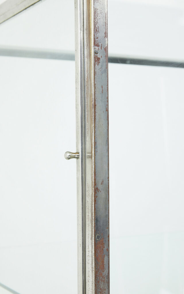 Freestanding Art Deco Steel and Leather Glazed Display Cabinet — image 5