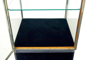 Freestanding Art Deco Steel and Leather Glazed Display Cabinet — thumbnail 4