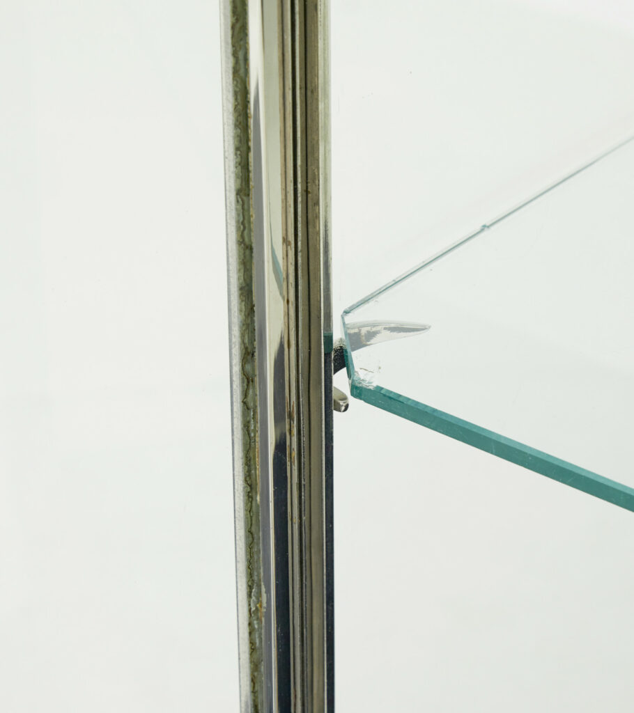 Freestanding Art Deco Steel and Leather Glazed Display Cabinet — image 3