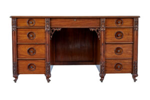 Rare 19th Century Carved Mahogany Swedish Pedestal Desk — thumbnail 9