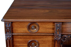 Rare 19th Century Carved Mahogany Swedish Pedestal Desk — thumbnail 3