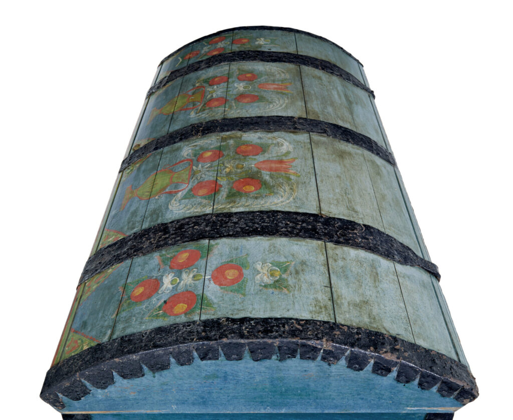 Swedish Mid 19th Century Hand Painted Oak Dome Top Coffer — image 3