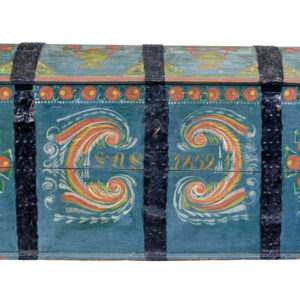 SWEDISH MID 19TH CENTURY HAND PAINTED OAK DOME TOP COFFER