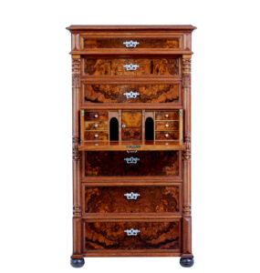 19th Century Burr Walnut Secretaire Tall Chest of Drawers — thumbnail 14