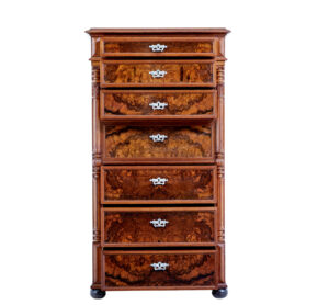19th Century Burr Walnut Secretaire Tall Chest of Drawers — thumbnail 13