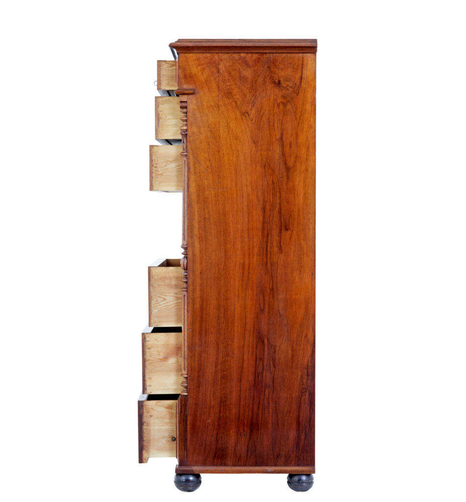 19th Century Burr Walnut Secretaire Tall Chest of Drawers — image 12