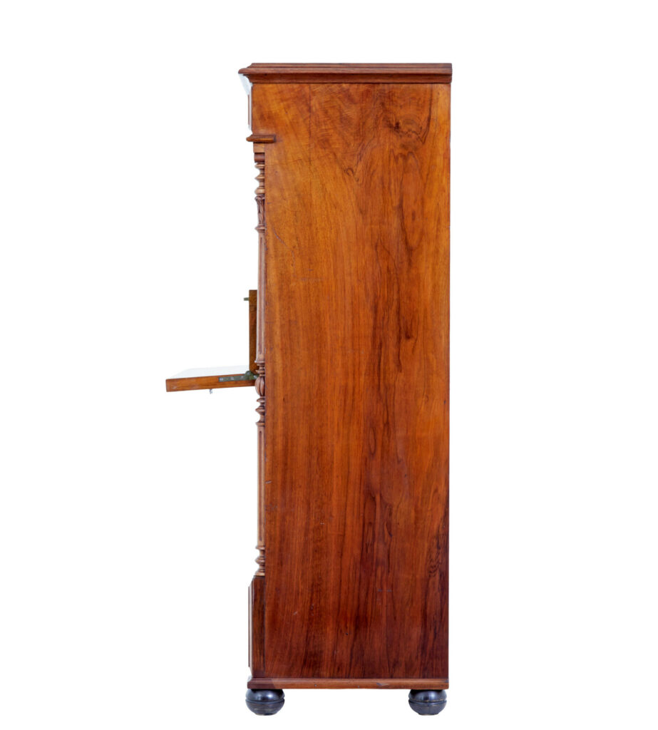 19th Century Burr Walnut Secretaire Tall Chest of Drawers — image 11