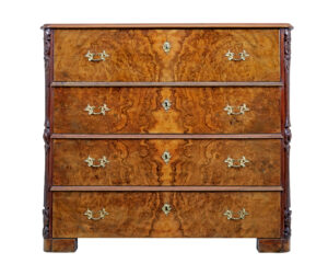 19TH CENTURY BURR WALNUT SECRETAIRE CHEST OF DRAWERS