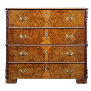 19TH CENTURY BURR WALNUT SECRETAIRE CHEST OF DRAWERS