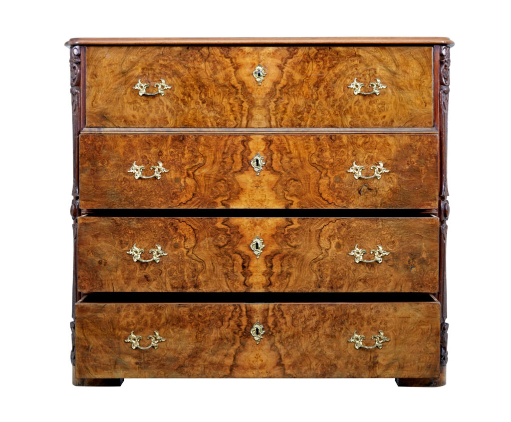 19th Century Burr Walnut Secretaire Chest of Drawers — image 9