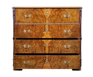 19th Century Burr Walnut Secretaire Chest of Drawers — thumbnail 9