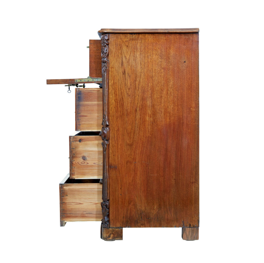 19th Century Burr Walnut Secretaire Chest of Drawers — image 8