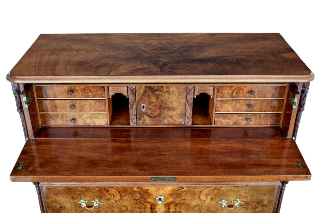 19th Century Burr Walnut Secretaire Chest of Drawers — image 3