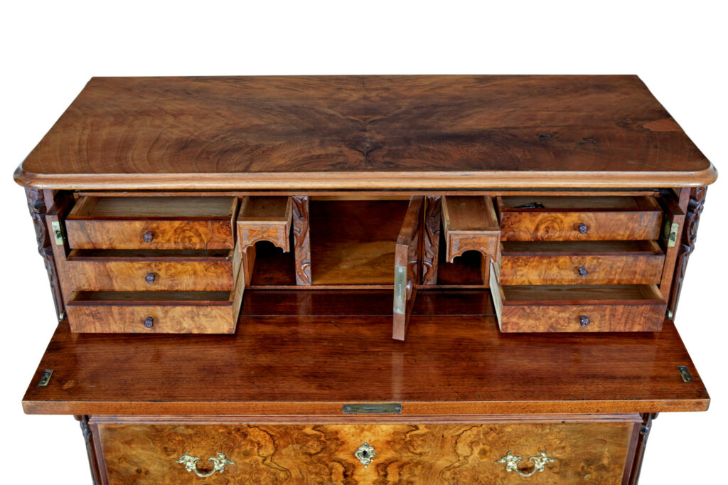 19th Century Burr Walnut Secretaire Chest of Drawers — image 2