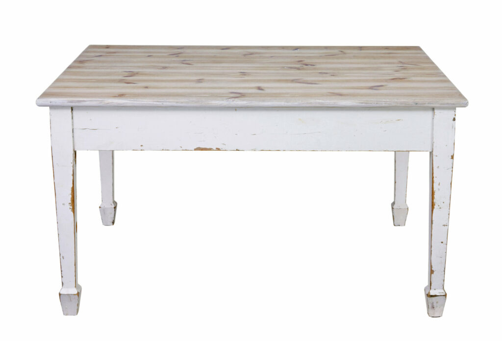 Large Swedish 19th Century Painted Pine Kitchen Table — image 7