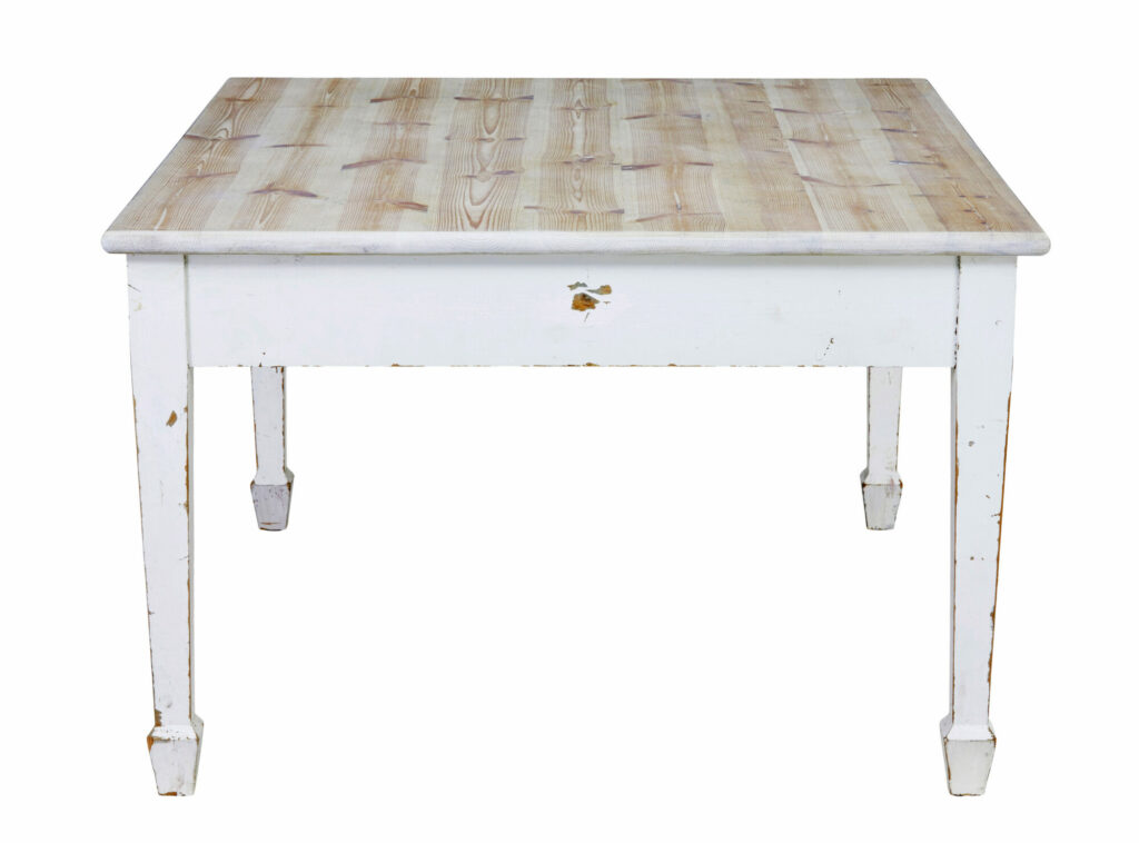 Large Swedish 19th Century Painted Pine Kitchen Table — image 6