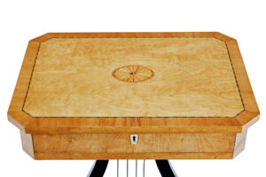 19th Century Inlaid Birch Lyre Form Occasional Table — thumbnail 5