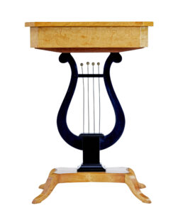 19th Century Inlaid Birch Lyre Form Occasional Table — thumbnail 7