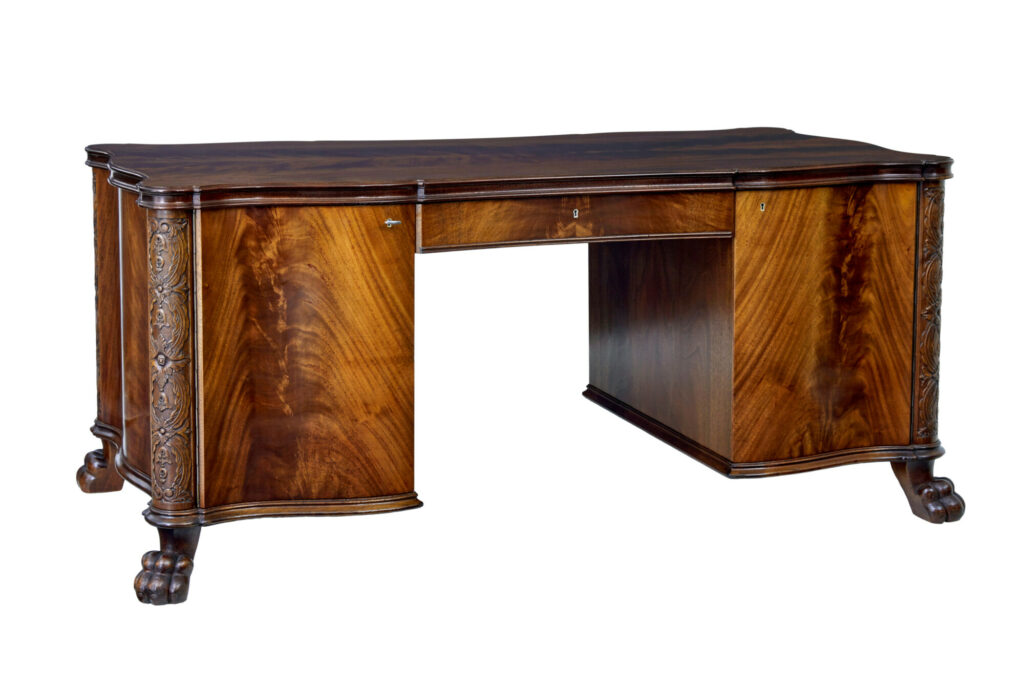 Mid 20th Century Carved Mahogany Swedish Desk