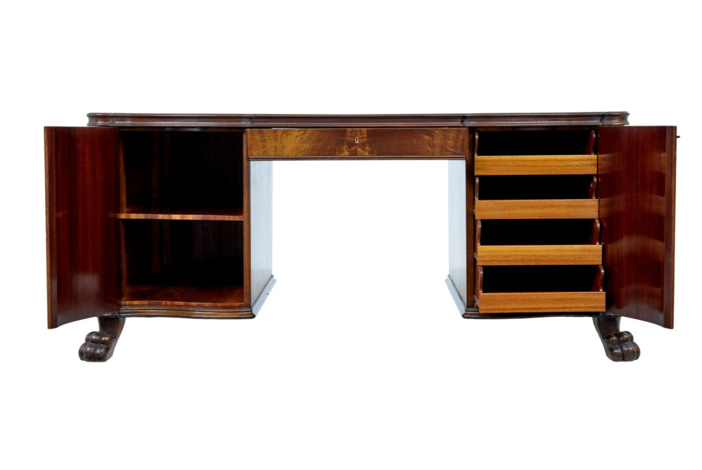 Mid 20th Century Carved Mahogany Swedish Desk — image 11