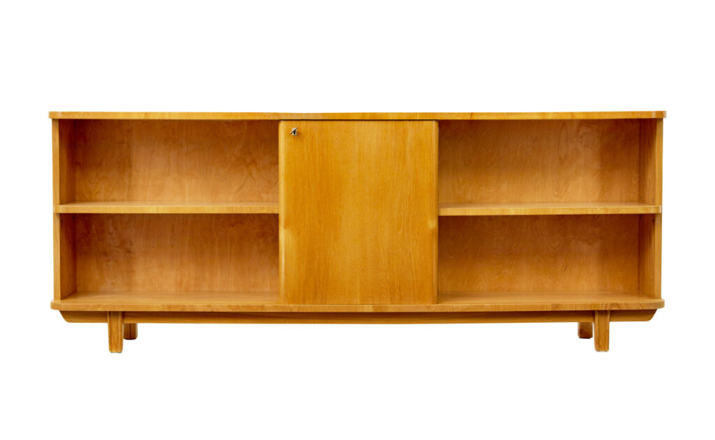 SWEDISH MID CENTURY ELM LOW OPEN BOOKCASE