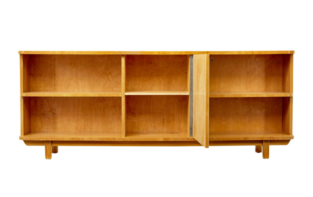 Swedish Mid Century Elm Low Open Bookcase — image 9