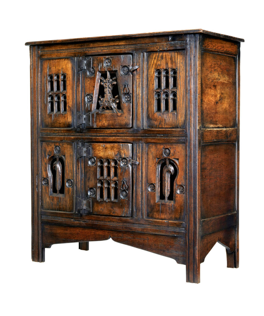 Carved Oak Gothic Revival Food Cupboard