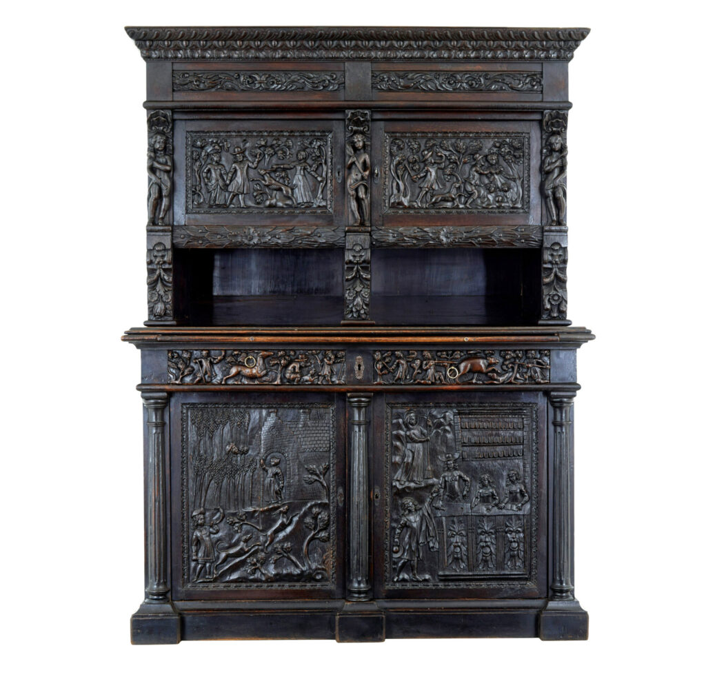 Large 19th Century Flemish Carved Oak Cabinet