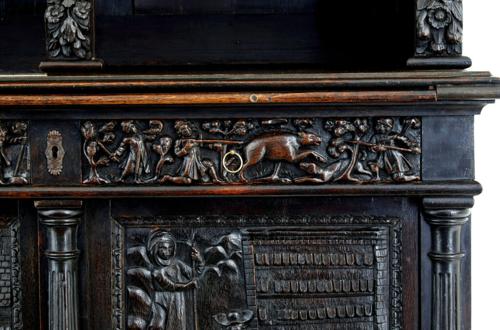 Large 19th Century Flemish Carved Oak Cabinet — image 8