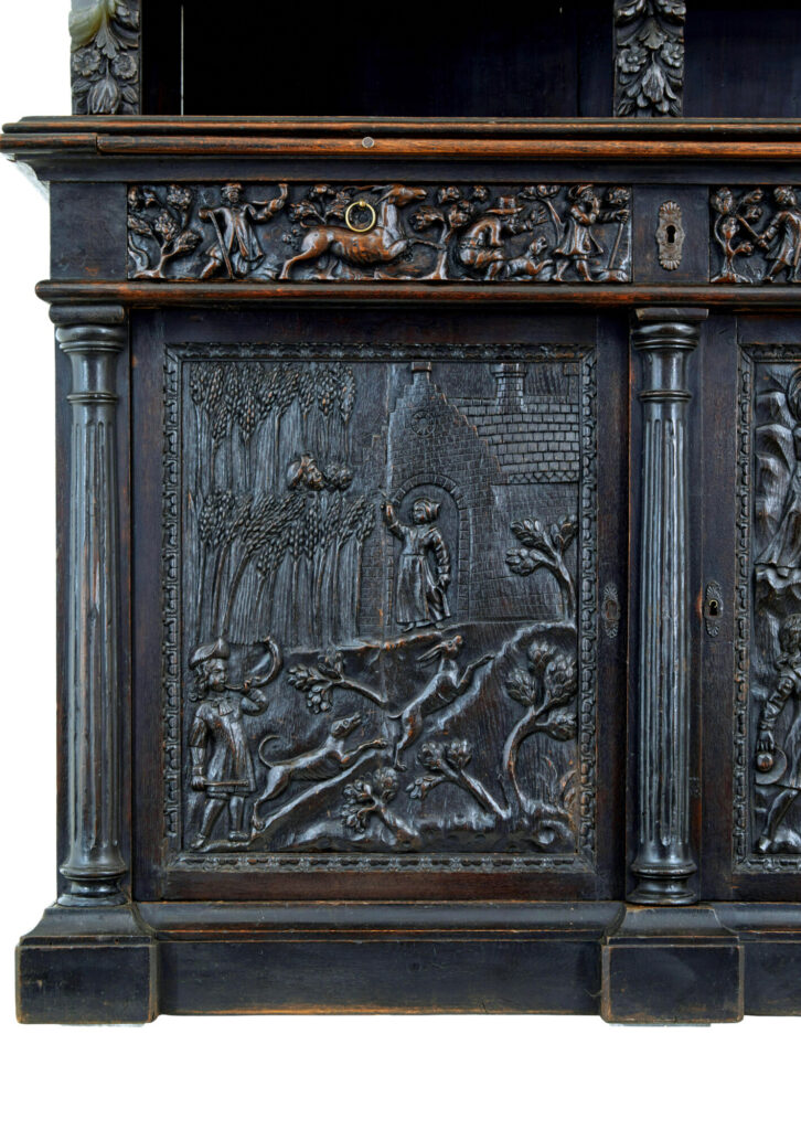 Large 19th Century Flemish Carved Oak Cabinet — image 5