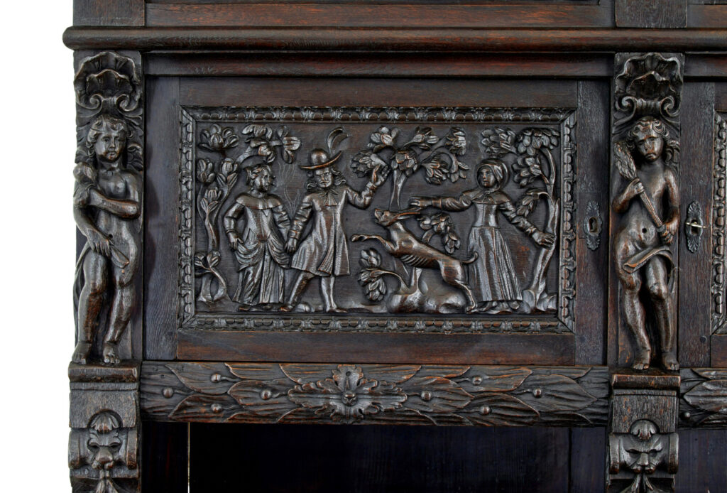 Large 19th Century Flemish Carved Oak Cabinet — image 4