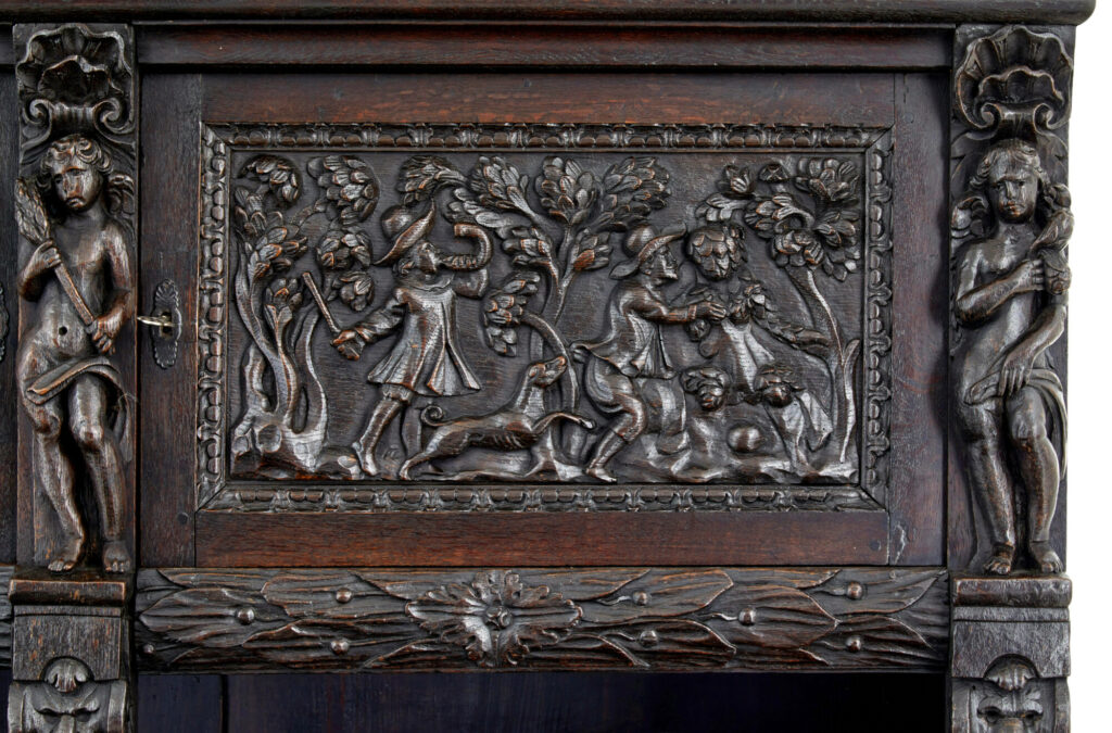 Large 19th Century Flemish Carved Oak Cabinet — image 3