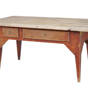 MID 19TH CENTURY RUSTIC HAND PAINTED PINE KITCHEN TABLE